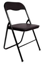 Silla plegable negra de alta resistencia, ideal para eventos y terrazas, destacando en la categoría de sillas de Calas.